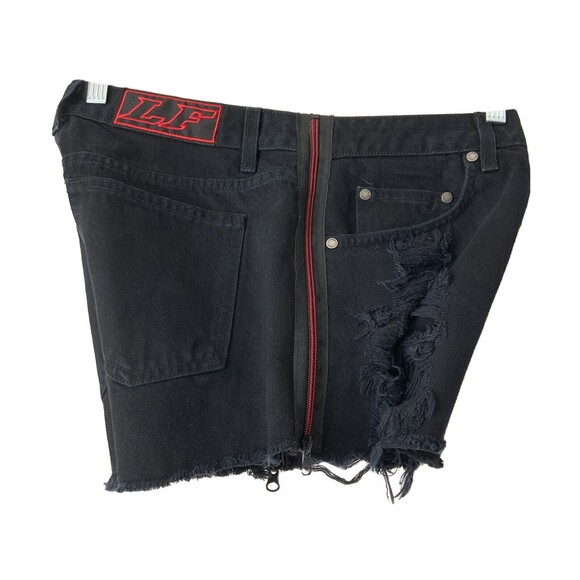 LF The Brand Shorts Size 28 Black Button-fly Red Zip Detail Cut-offs - Picture 5 of 9